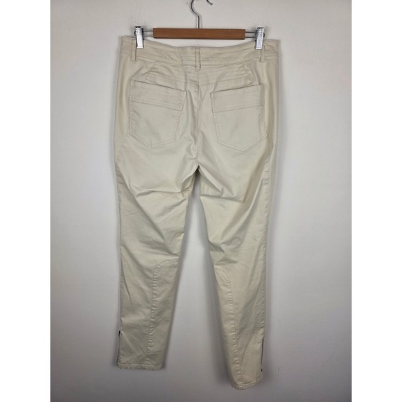 Peruvian Connection Womens Cream Moto Equestrian Slim Pants Ankle Zip Size 12 - Picture 2 of 7